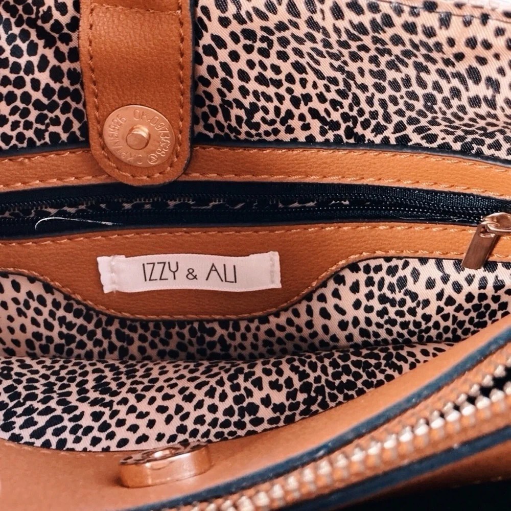 Izzy & Ali Summer Bag Vegan Leather Satchel Crossbody | Tan & Beige – BohoChic